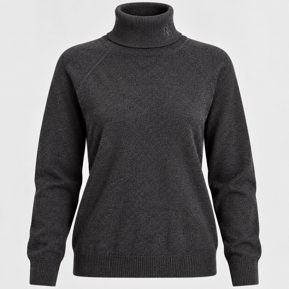 Lauren Ralph Lauren Silk Cashmere Turtleneck Sweater NWT Charcoal Holiday Gift